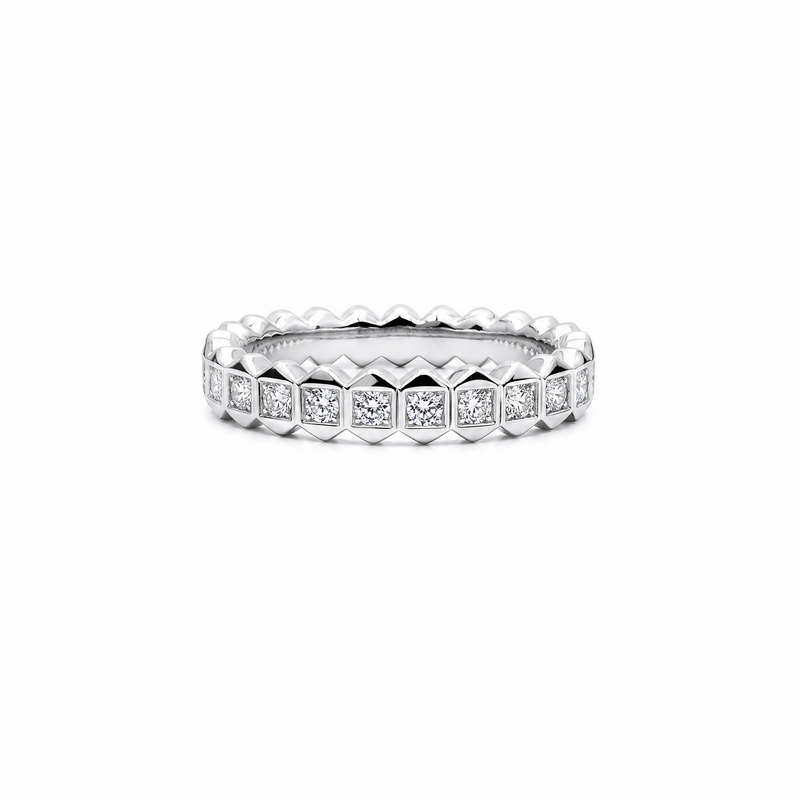 Princess Cut Diamond Facet Eternity Band