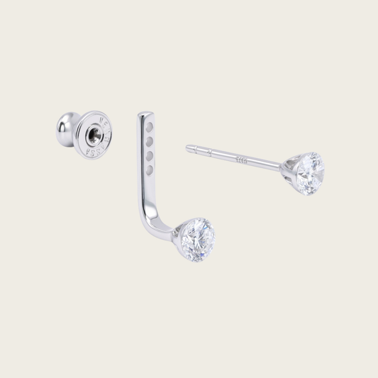 Aero Invisible-Set Floating Diamond Ear Jacket (9K Solid Gold)