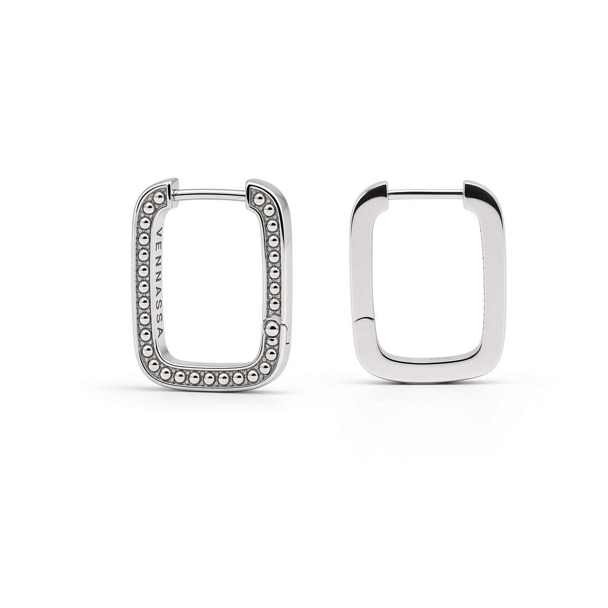 Beaded Rectangular Huggie Hoops