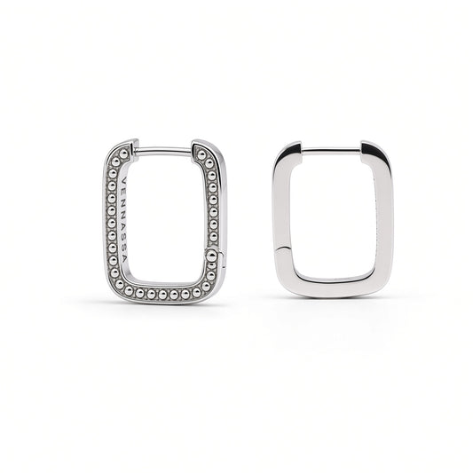 Beaded Rectangular Huggie Hoops