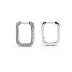 Beaded Rectangular Huggie Hoops