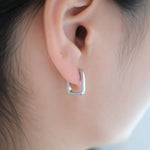 Beaded Rectangular Huggie Hoops