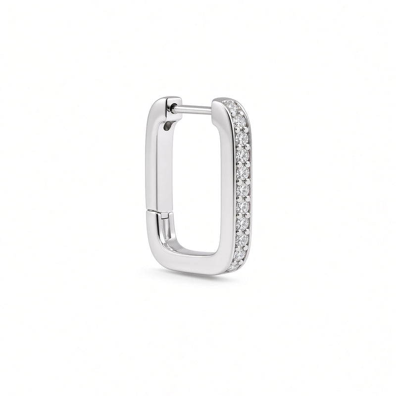 Diamond Rectangular Huggie Hoops