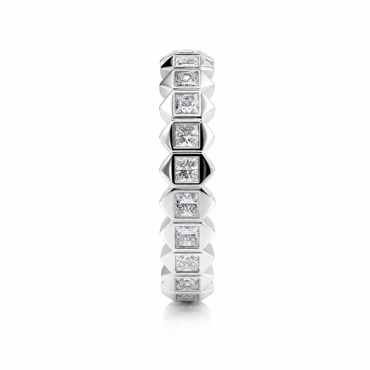 Princess Cut Diamond Facet Eternity Band