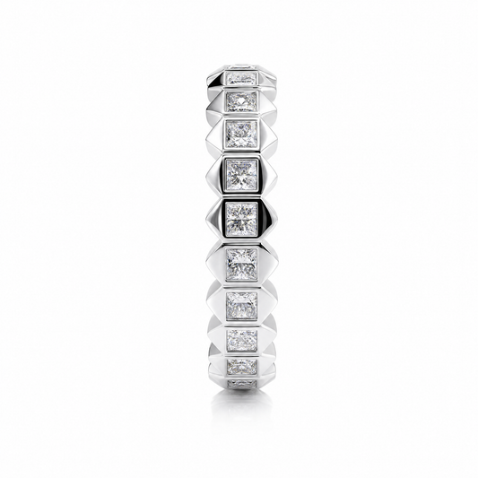 Princess Cut Diamond Facet Eternity Band